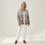 Sabrina | Crème kleurige cardigan met bloemen