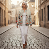 Sabrina | Crème kleurige cardigan met bloemen