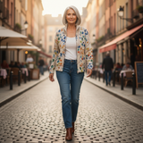 Anja | Vest met kleurrijk bladerenpatroon