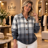Agnes | Grijs ombré geruit vest met knopen