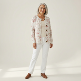 Monika | Crème kleurige cardigan met kleine rozen