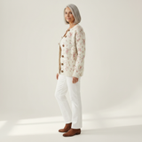 Monika | Crème kleurige cardigan met kleine rozen