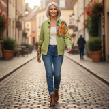 Claudia | Vest met kleurrijk leliemotief