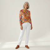 Monika | Crème kleurige cardigan met kleine rozen