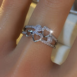 Witgouden hartring met zirkonia