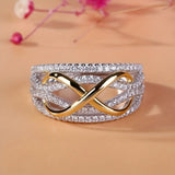 Oneindigheidsring met zirkonia en witgouden plating