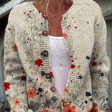 Vintage vest met bloemenprint en knopen