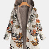 Elena – Boho sherpa hoodiejas met bloemenpatroon