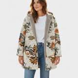 Elena – Boho sherpa hoodiejas met bloemenpatroon
