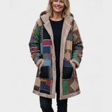 Autumn – Gezellige patchwork hoodie in aardetinten