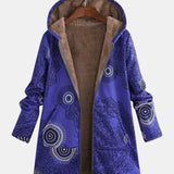 Luna – Marineblauwe fleece hoodie met mandalapatroon