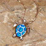 Retroketting met schildpad en groene vuuropaal