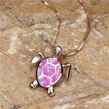 Retroketting met schildpad en groene vuuropaal