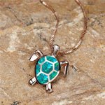 Retroketting met schildpad en groene vuuropaal