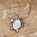 Retroketting met schildpad en groene vuuropaal