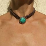 Agnese™ – Leren ketting met turkoois