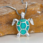 Retroketting met schildpad en groene vuuropaal