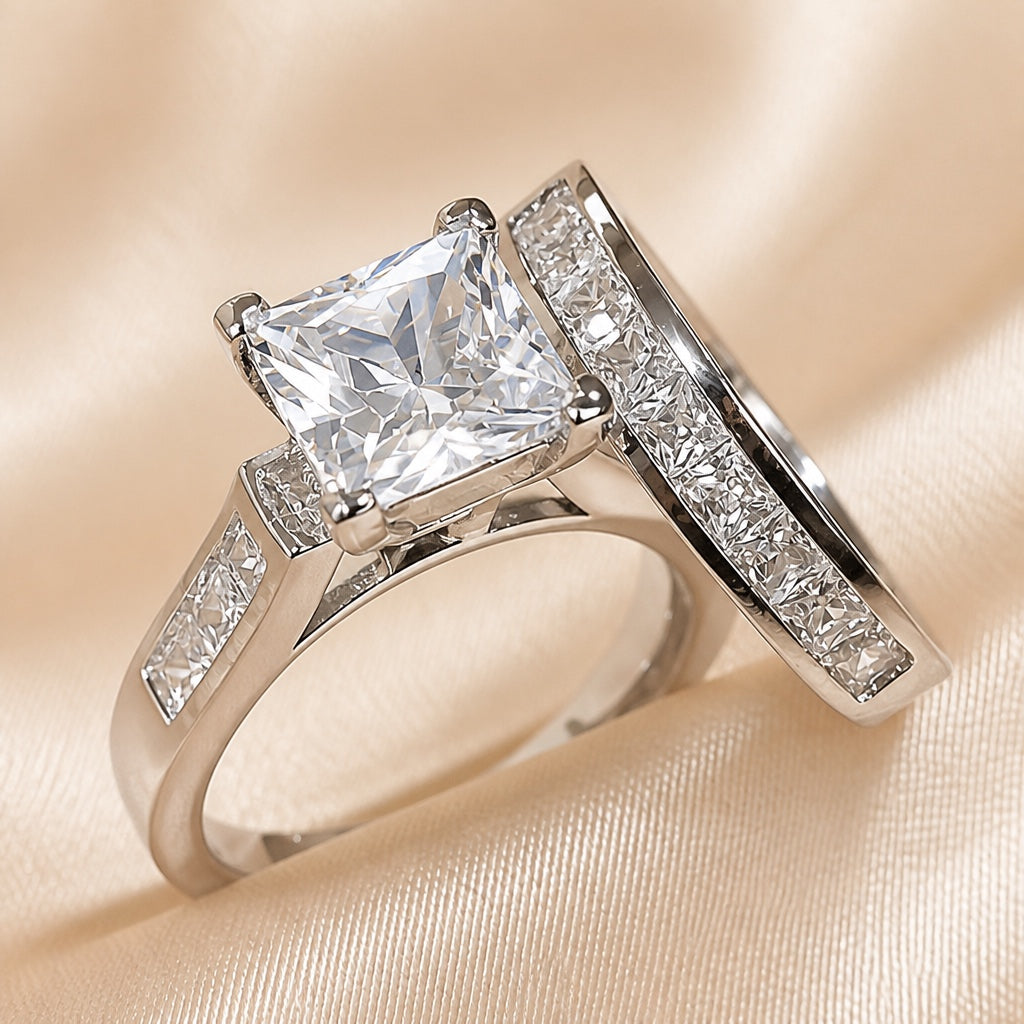 Witgouden ring met vierkante zirkonia