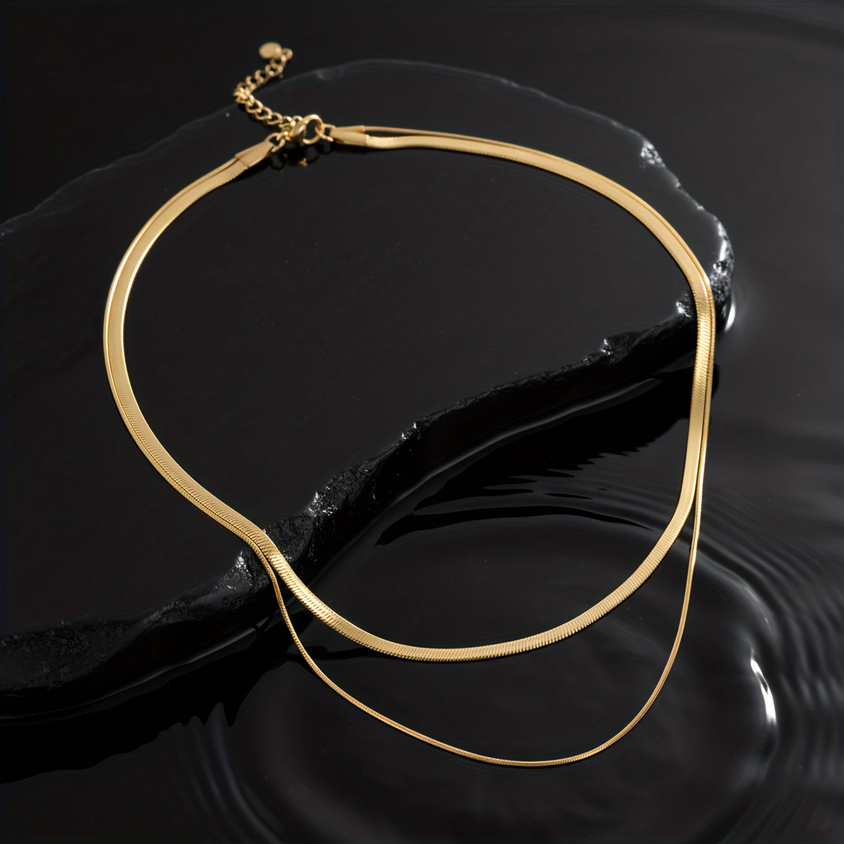 Gelaagde witgouden ketting met slangen