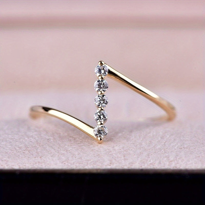 Fijne witgouden ring met Z-ontwerp en zirkonia