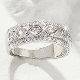 Witgouden ring met dubbele rij zirkoon