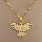 Witgouden feniksketting met zirkonia
