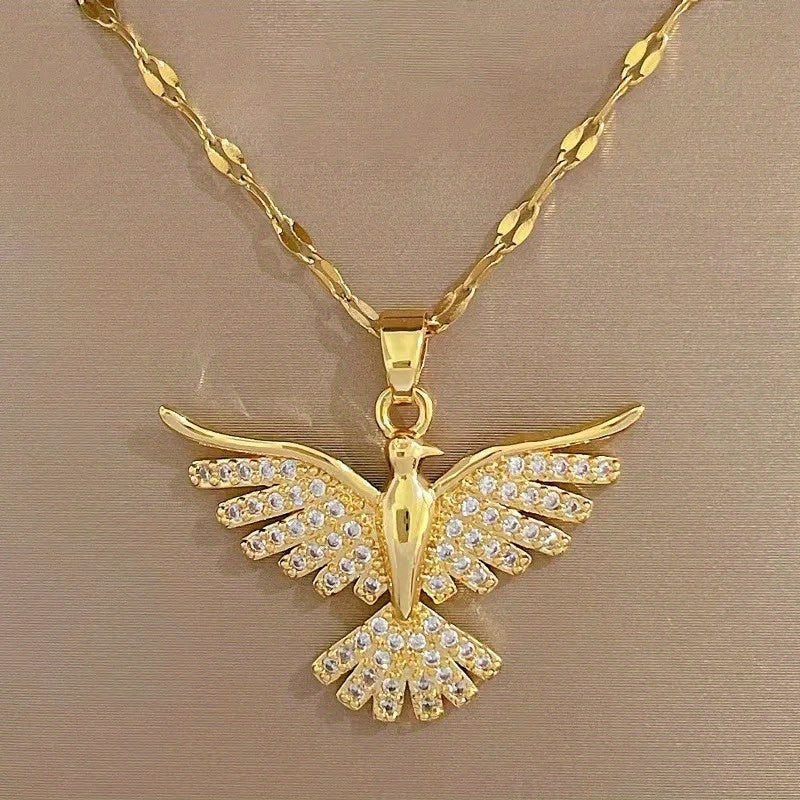 Witgouden feniksketting met zirkoon