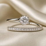 Glinsterende ring met zirkonia en witgouden plating