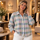 Margot | Pastel geruit vest met knopen