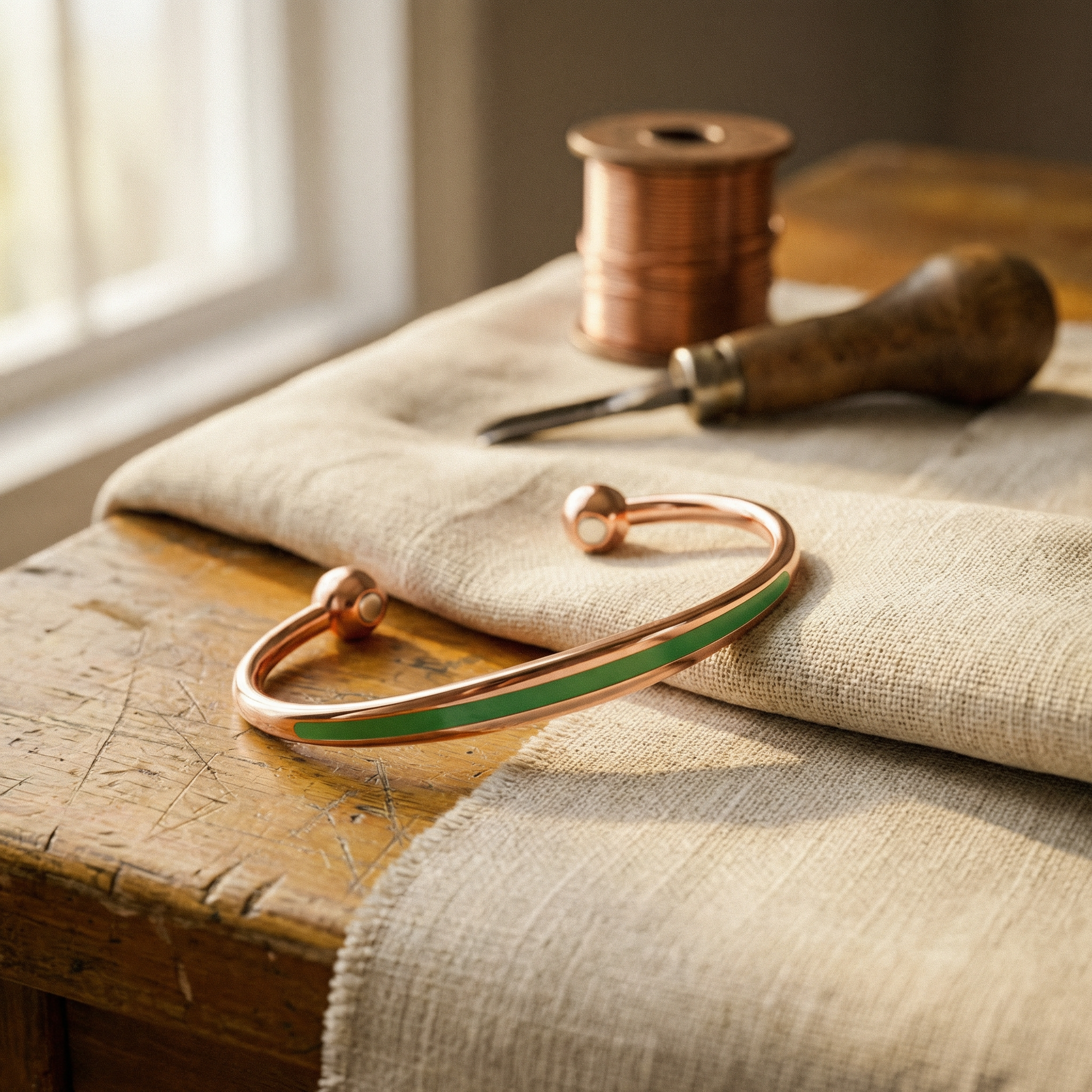 Patina koperen armband – handgemaakt van puur koper