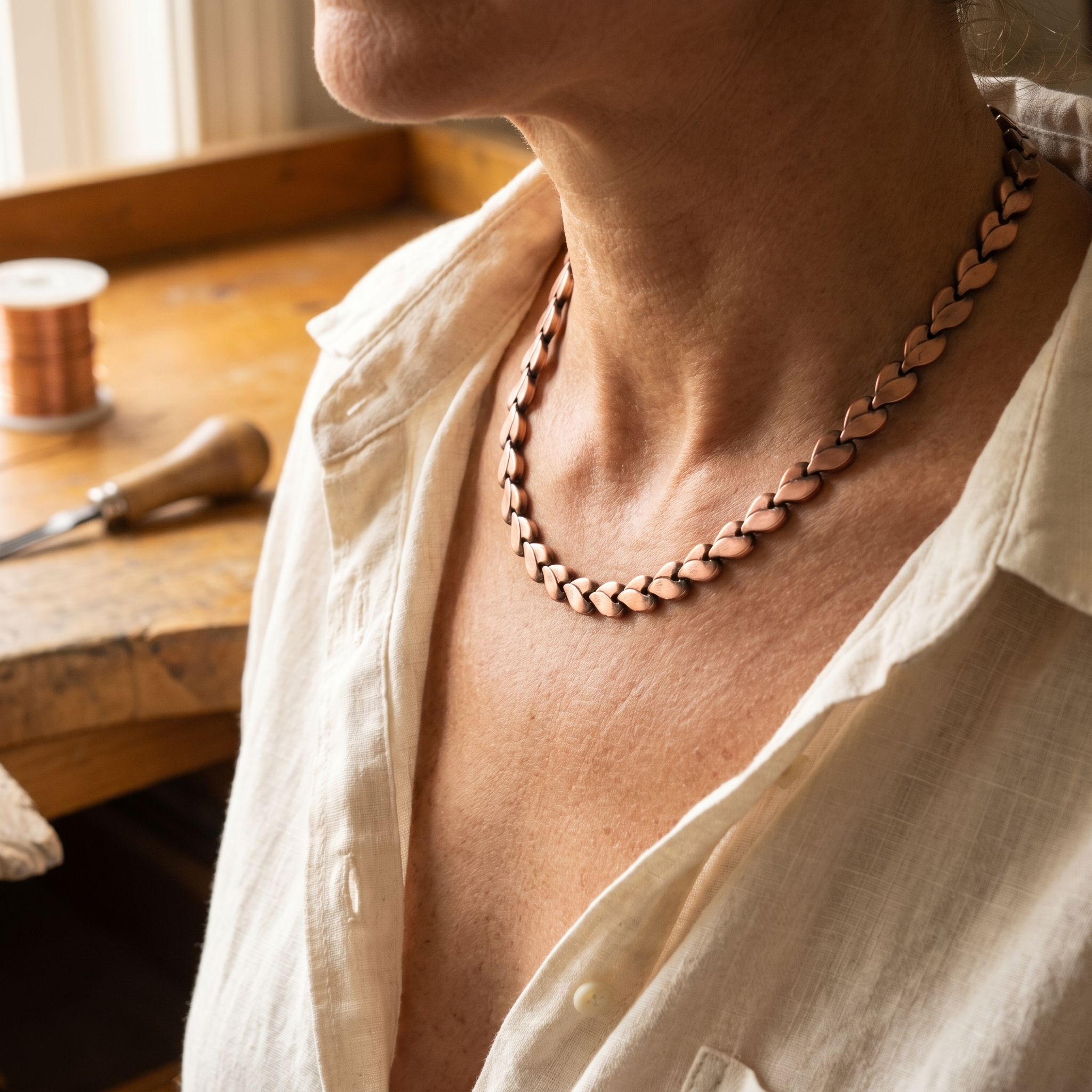 Laurel koperen ketting – handgemaakt van puur koper