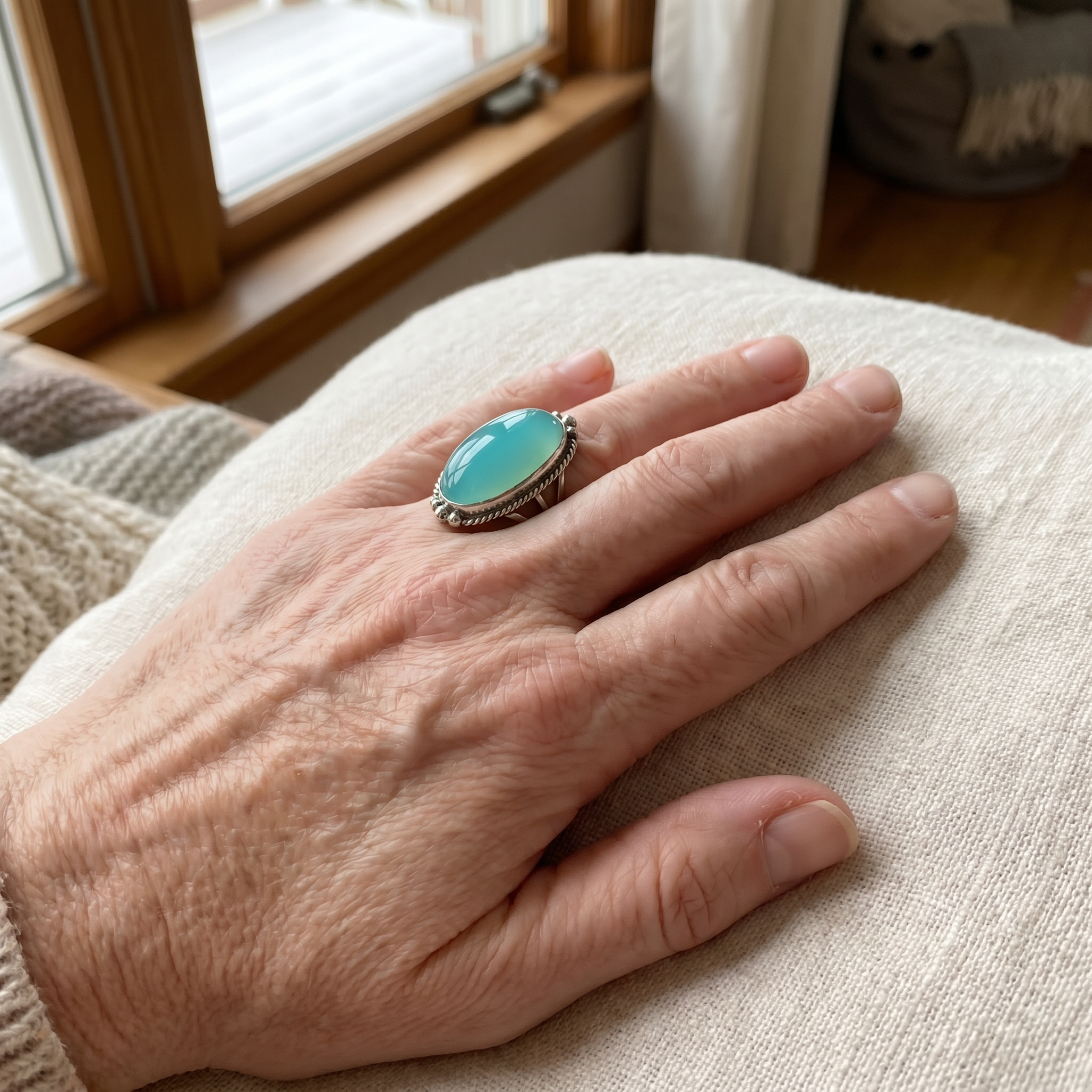 Noemi™ – Ring met turkoois en gevlochten ontwerp