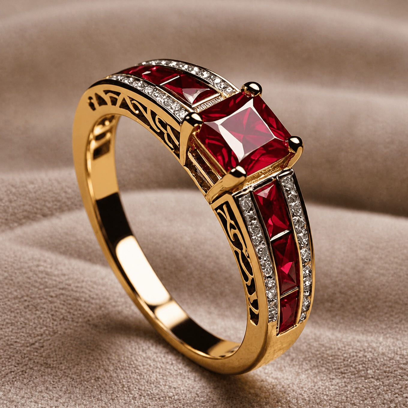 Retro-kroonring met robijn