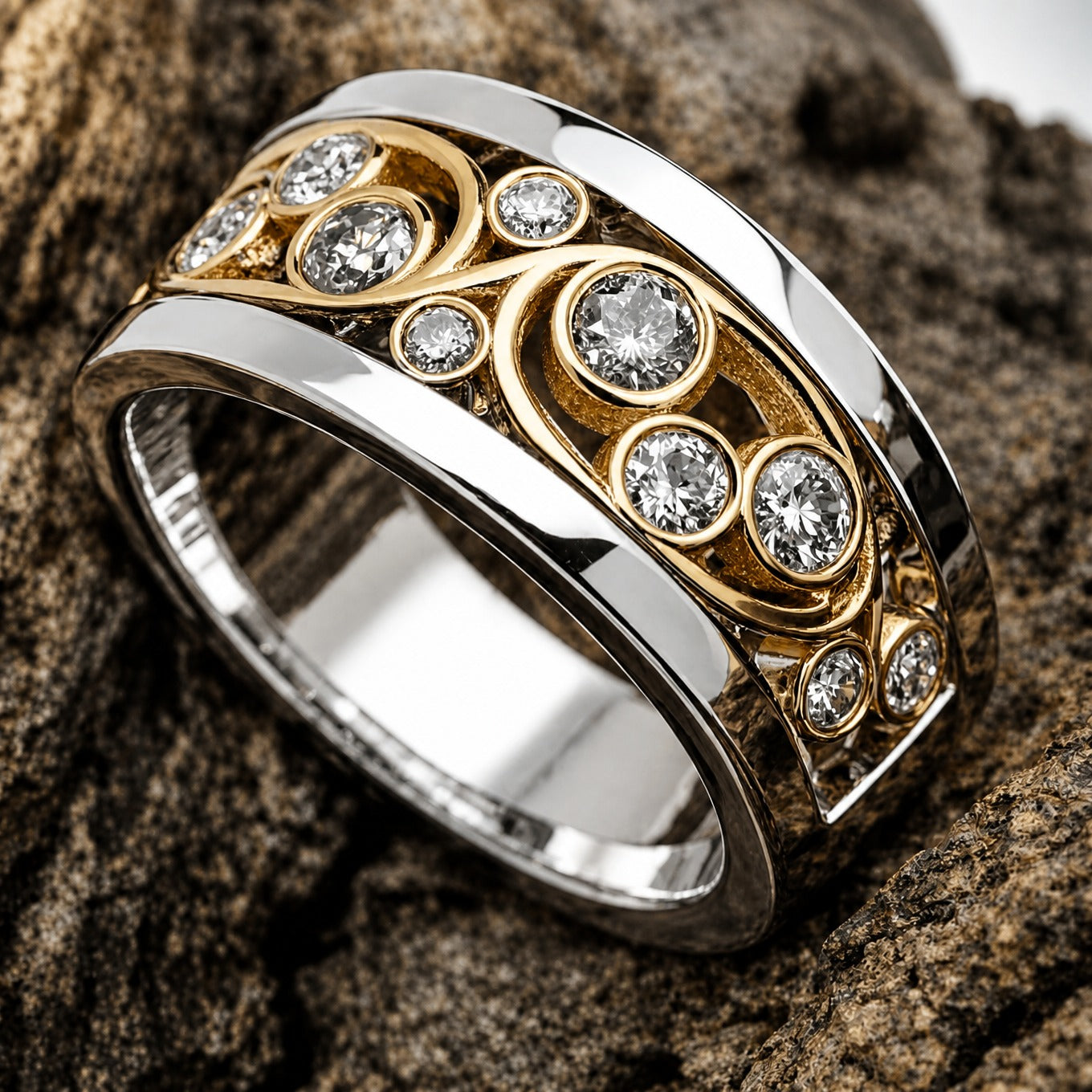 Ring met kristallen hibiscus