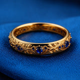 Ring met blad en blauwe zirkonia
