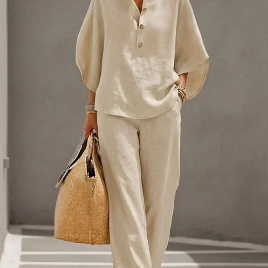 Immaculata | Linnen Set met Batwing Mouwen